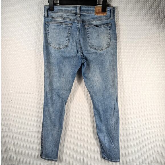 Lucky Brand Ava Skinny Jeans 8/29 Women Light Wash Distressed Floral Side Stripe - Picture 2 of 6